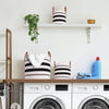 Boho Black and White Striped Woven Cotton Rope Basket Set of 3